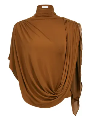 Топ с высоким воротником и драпировкой