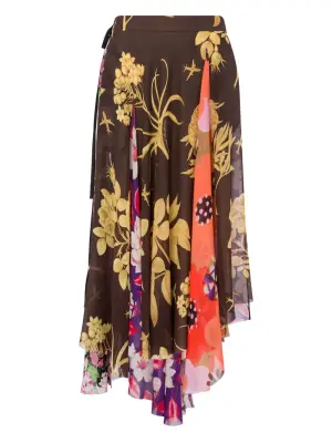Юбка асимметричного кроя с цветочным принтом