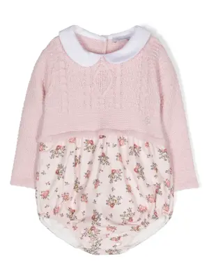 Вязаное боди с цветочным принтом