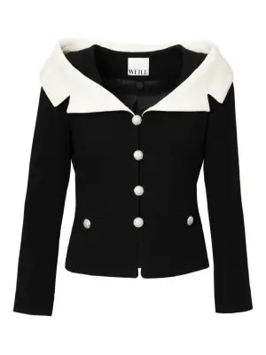 Жакет с вырезом Бардо и пуговицами