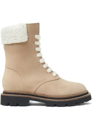 Ботильоны на шнуровке с отделкой из овчины