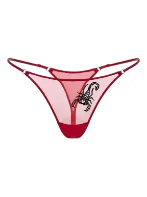 Полупрозрачные трусы-стринги с вышивкой