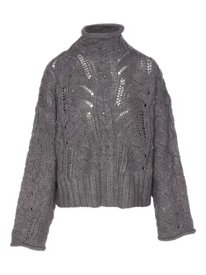 Ажурный украшенный свитер