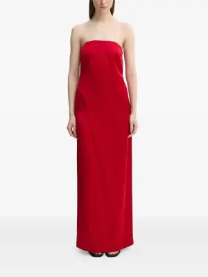 Атласное платье макси без бретелей