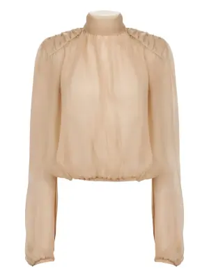 Топ с высоким воротником и объемными рукавами