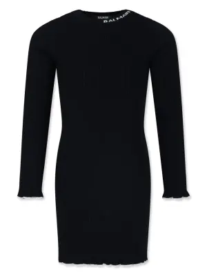 Платье в рубчик с жаккардовым логотипом