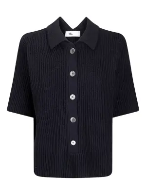 Свитер в рубчик с воротником поло