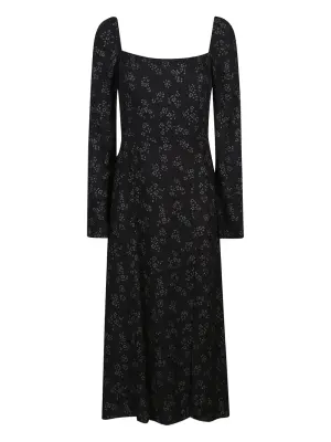 Платье с квадратным вырезом и цветочным принтом