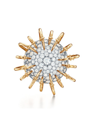 Брошь из жёлтого золота и платины с бриллиантами