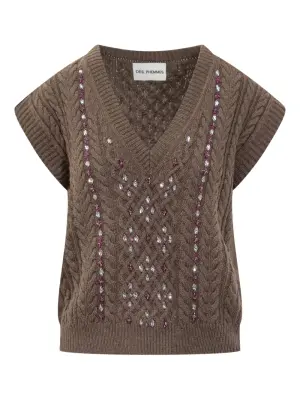 Декорированный свитер фактурной вязки