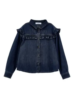 Джинсовая рубашка с вышитым логотипом