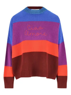 Полосатый свитер с вышитым логотипом
