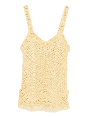 Вязаный топ с ромашками и бретельками