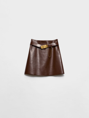 Кожаная мини-юбка