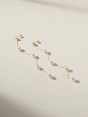Серьги из золота 14 карат с бриллиантами и жемчугом