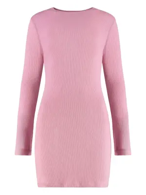 Платье мини Kelly в рубчик с длинными рукавами