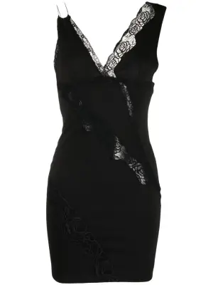 Трикотажное платье с кружевом и эффектом потертости