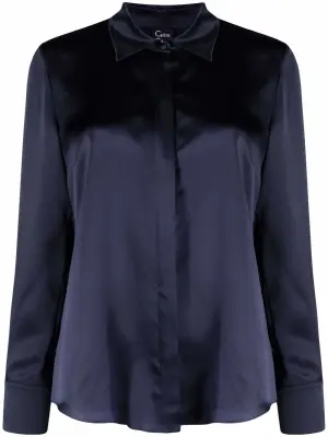 Атласная рубашка с длинными рукавами