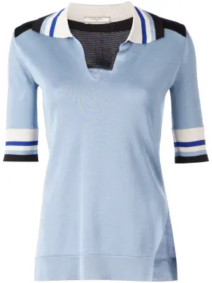 Футболка-поло с отделкой в полоску