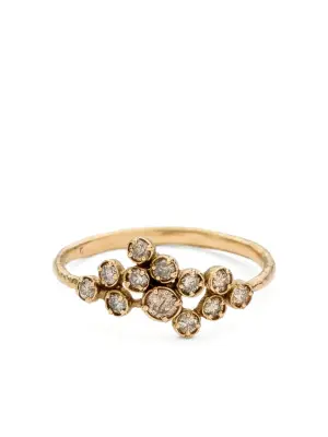 Кольца с двенадцатью бриллиантами из желтого золота 14 карат