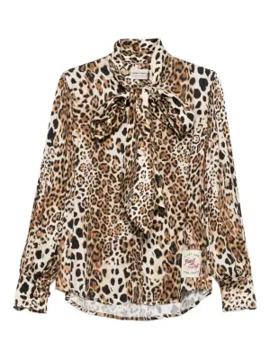 Рубашка с леопардовым принтом и завязками