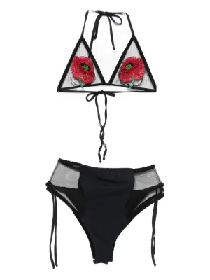 Купальник с цветочным декором из бисера