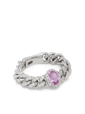 Кольцо из белого золота с сапфирами и бриллиантами