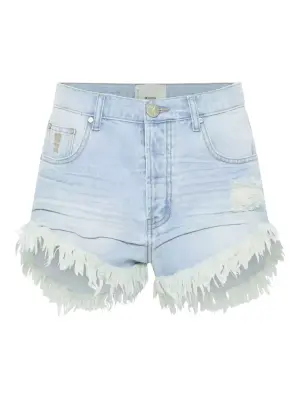Джинсовые шорты с бахромой