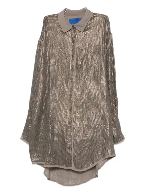 Рубашка с длинными рукавами, украшенная пайетками