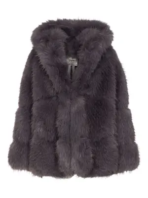 Шуба из искусственного меха с капюшоном