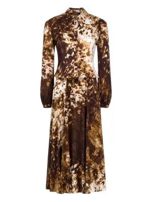 Платье миди со складками и принтом