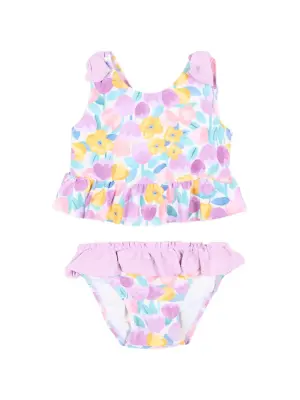 Купальник с цветочным принтом и воланами