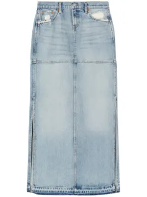 Джинсовая юбка макси с разрезом