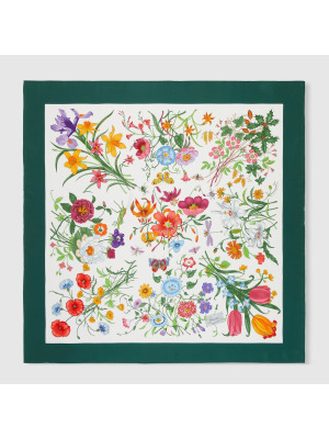 Платок-каре из шелкового твила с принтом Flora