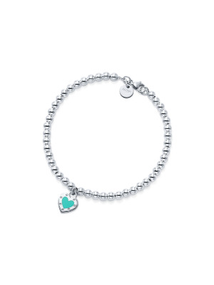 Браслет из серебра с бирюзовой подвеской-сердцем Love Tiffany Blue® и бусинами