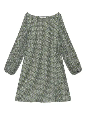 Платье мини с вырезом-лодочкой и геометричным принтом