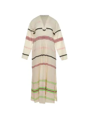 Миди-платье в полоску с V-образным вырезом