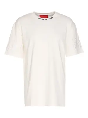 Футболка с вышивкой в виде пламени и круглым вырезом