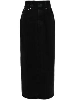 Джинсовая юбка макси с разрезом