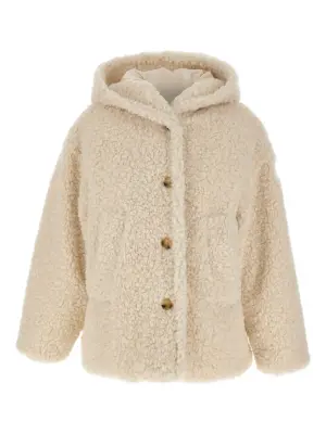Пальто с капюшоном из искусственного меха