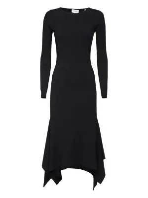 Платье макси в рубчик с длинными рукавами