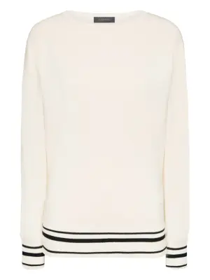 Кофта в полоску с вырезом лодочка