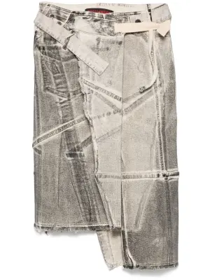 Джинсовая юбка миди с запахом