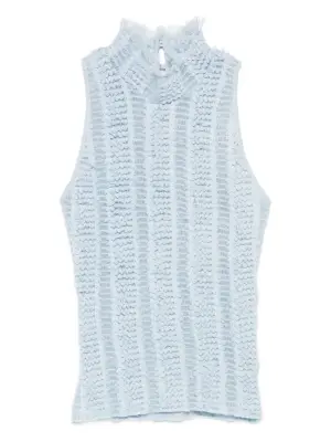 Топ с высоким воротником и оборками