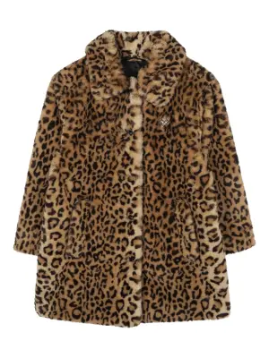 шуба из искусственного меха с леопардовым принтом