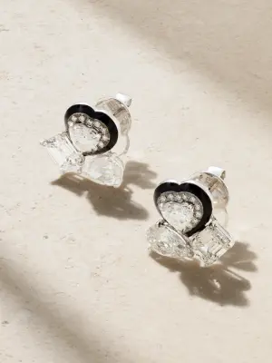 Серьги из белого золота 18 карат с бриллиантами и эмалью