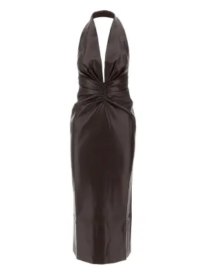 Платье миди с V-образным вырезом и драпировкой