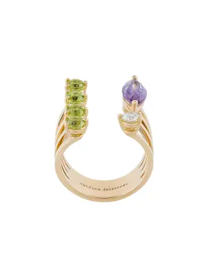 Золотое кольцо Today Tomorrow Dots с аметистом, перидотом и бриллиантами
