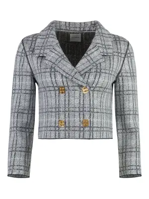 Двубортное пальто в клетку