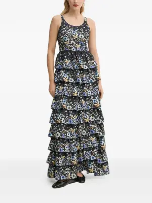 Ярусное платье макси с цветочным узором